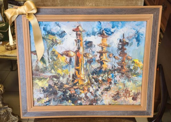 Маслена картина върху платно с дървена рамка и подпис от художника