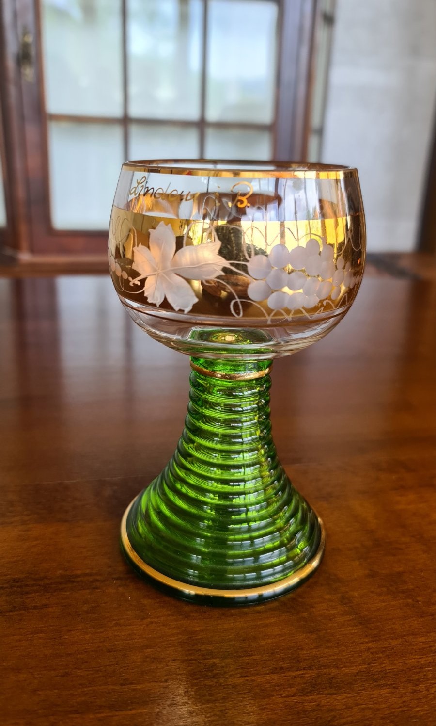 Френска чаша за вино - Ръчна изработка с 24к злато