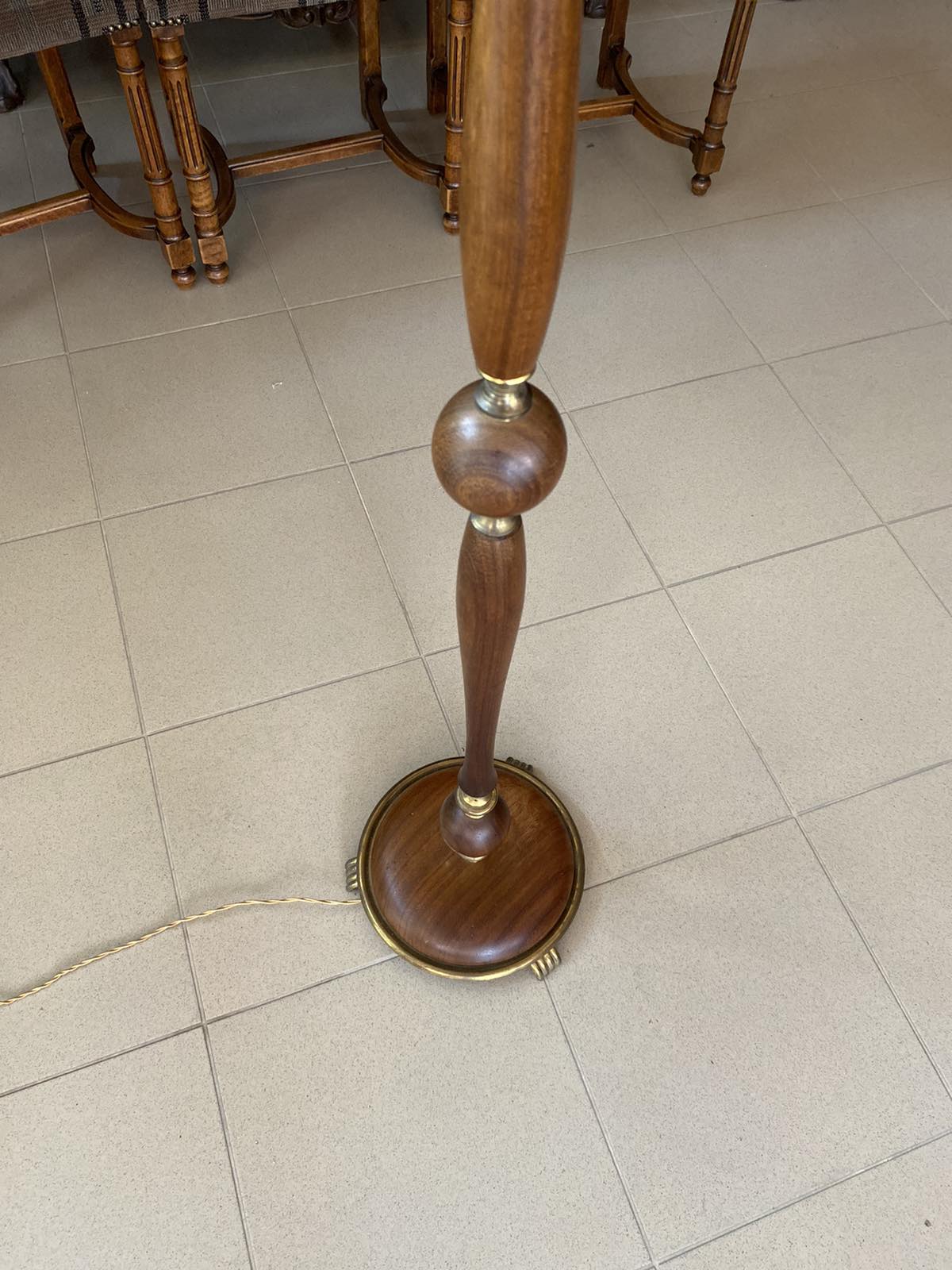 Френски лампион от месинг и дърво стил Чипъндейл