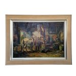 Антична маслена картина върху платно с дървена рамка