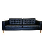 Голям черен кожен диван Art Deco