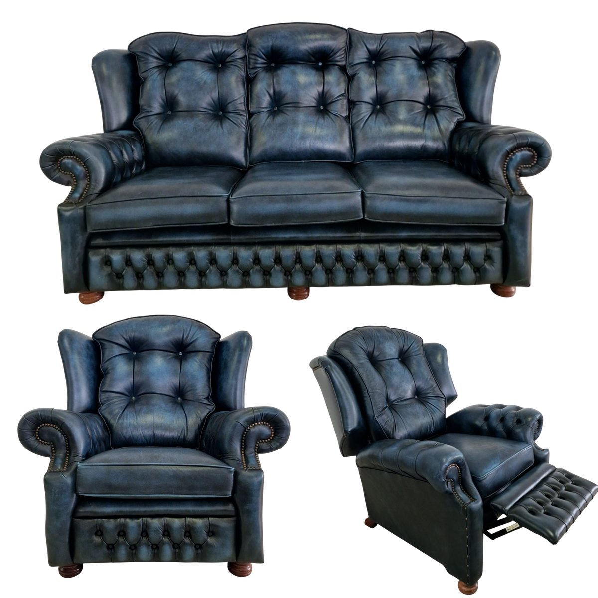 Луксозна холна гарнитура Chesterfield 3/1/1 със специален релаксиращ фотьойл