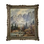 "Внушителен алпийски пейзаж" – маслена картина от Jakob Hecker