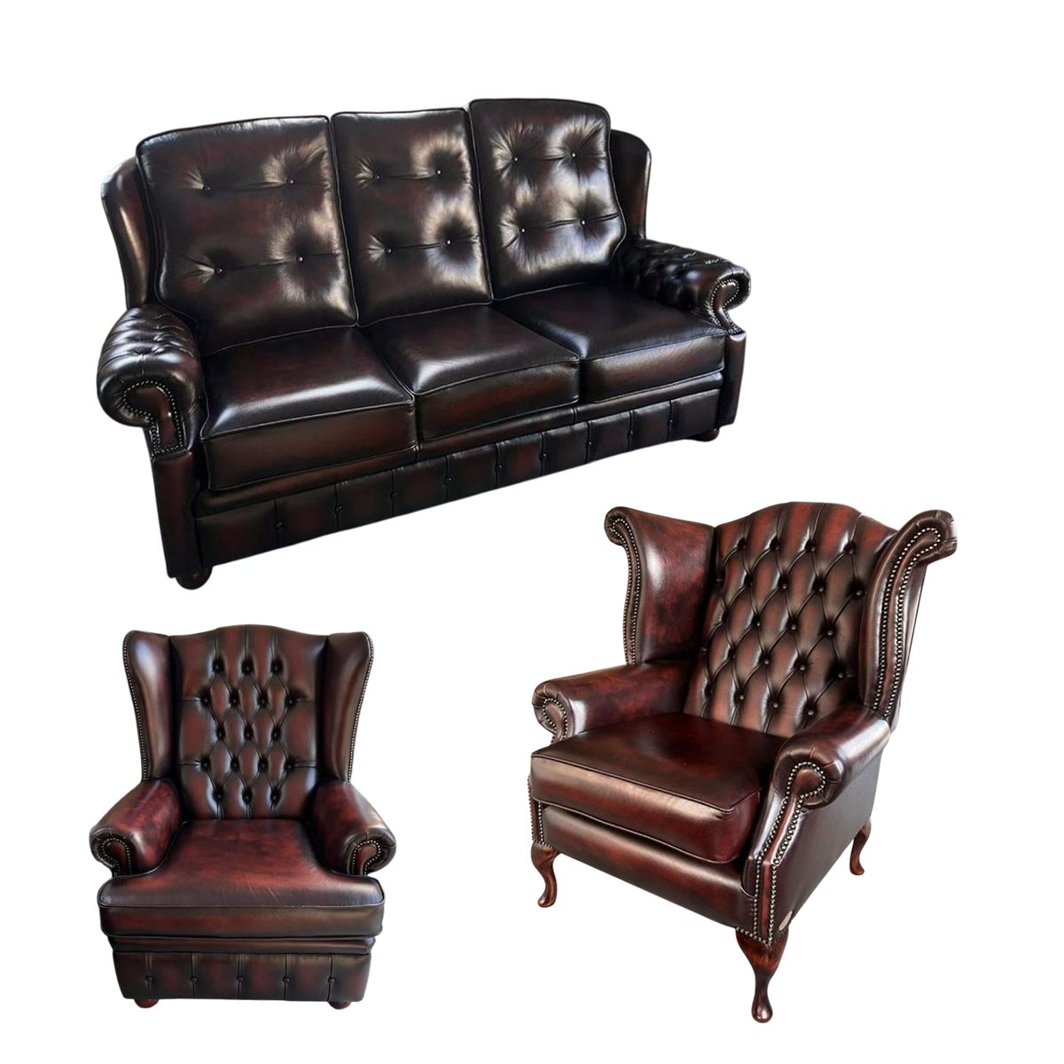 Луксозна холна гарнитура Chesterfield – лимитирана серия в тъмно червено и черно