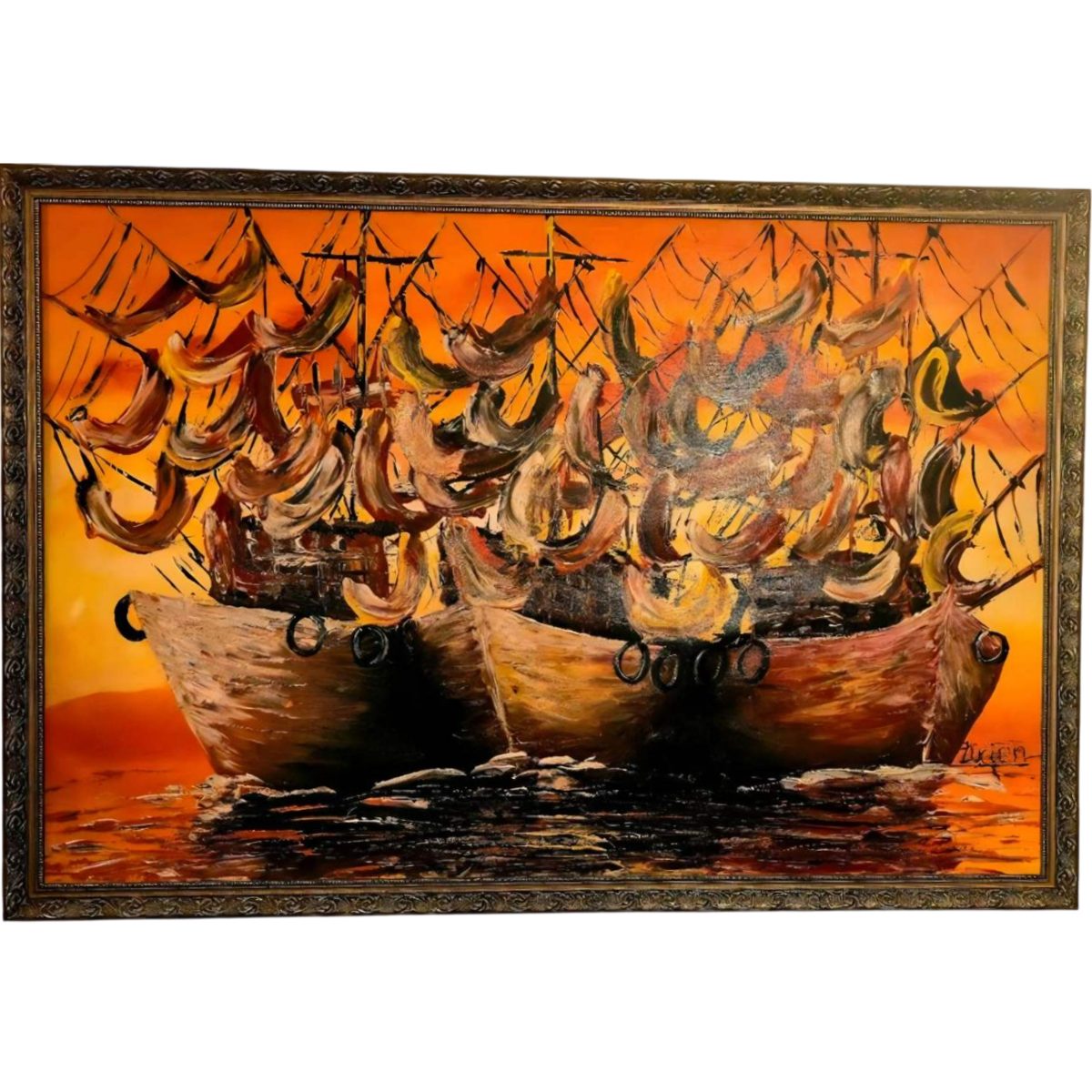 Експресивна широкоформатна морска композиция с ветроходи – Lucien