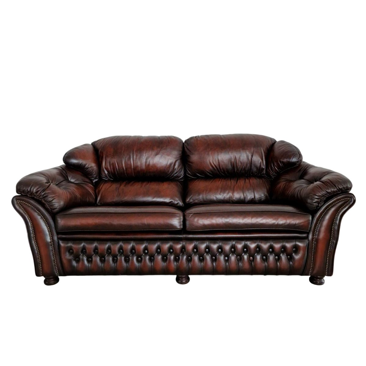Луксозен триместен диван Chesterfield – естествена кожа, класически стил