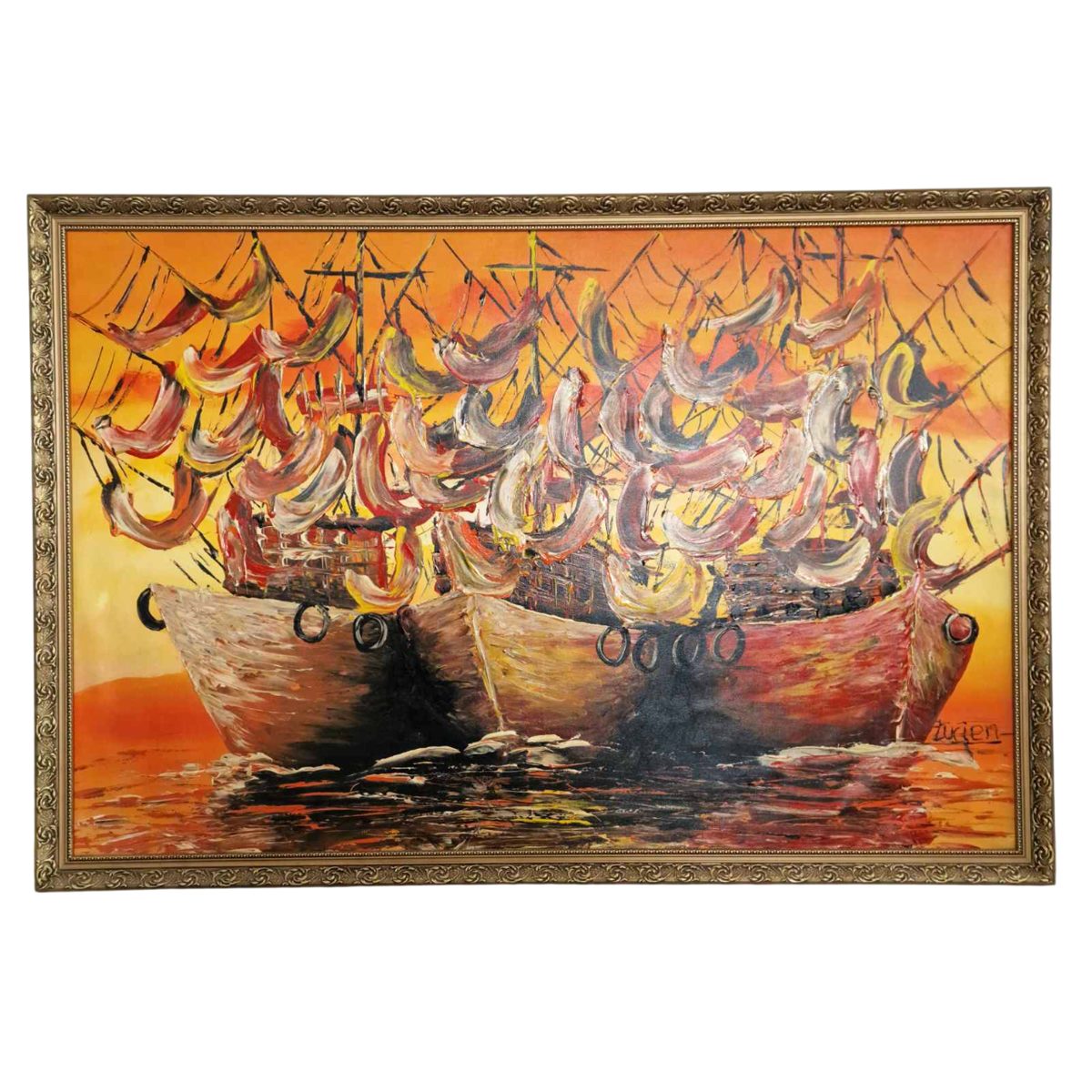 Експресивна широкоформатна морска композиция с ветроходи