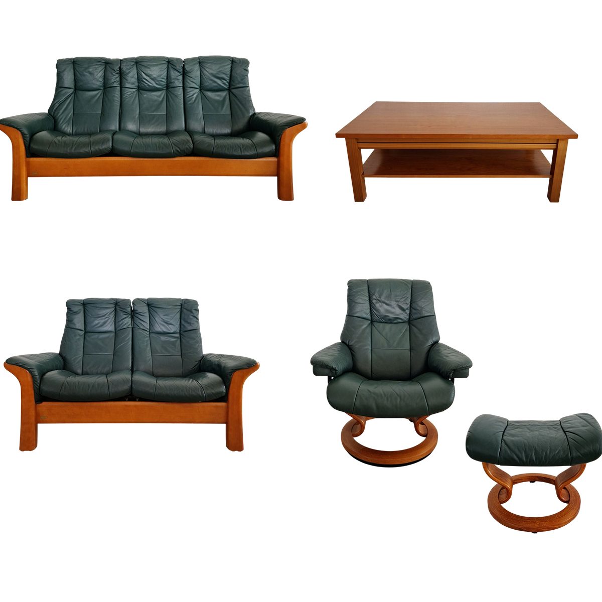 Холна гарнитура Stressless 3/2/1 с табуретка и холна маса в стил Art deco